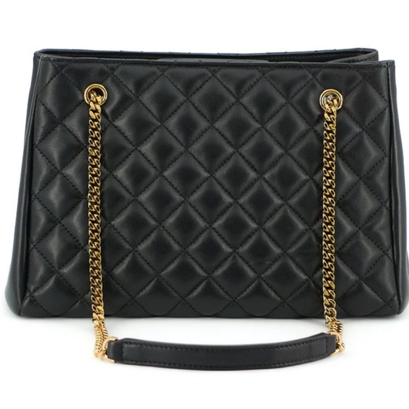 Authentic VERSACE BLACK QUILTED NAPPA LEATHER MEDUSA WOMEN'S HANDBAG - Picture 3 of 10